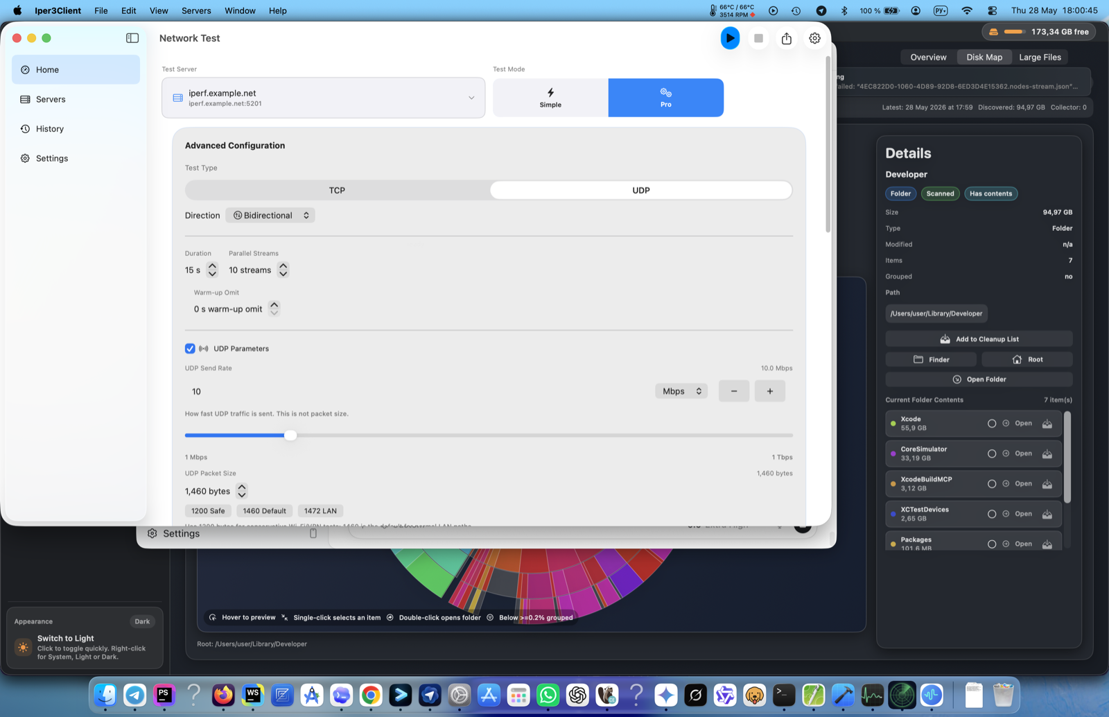 iPerf3 for Mac advanced controls used to keep VPN tests comparable