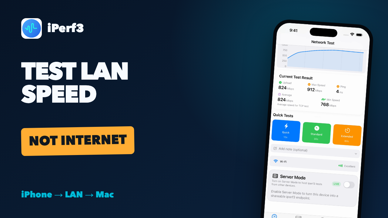 Video thumbnail: How to Test Your Real LAN Speed on iPhone (iPerf3)
