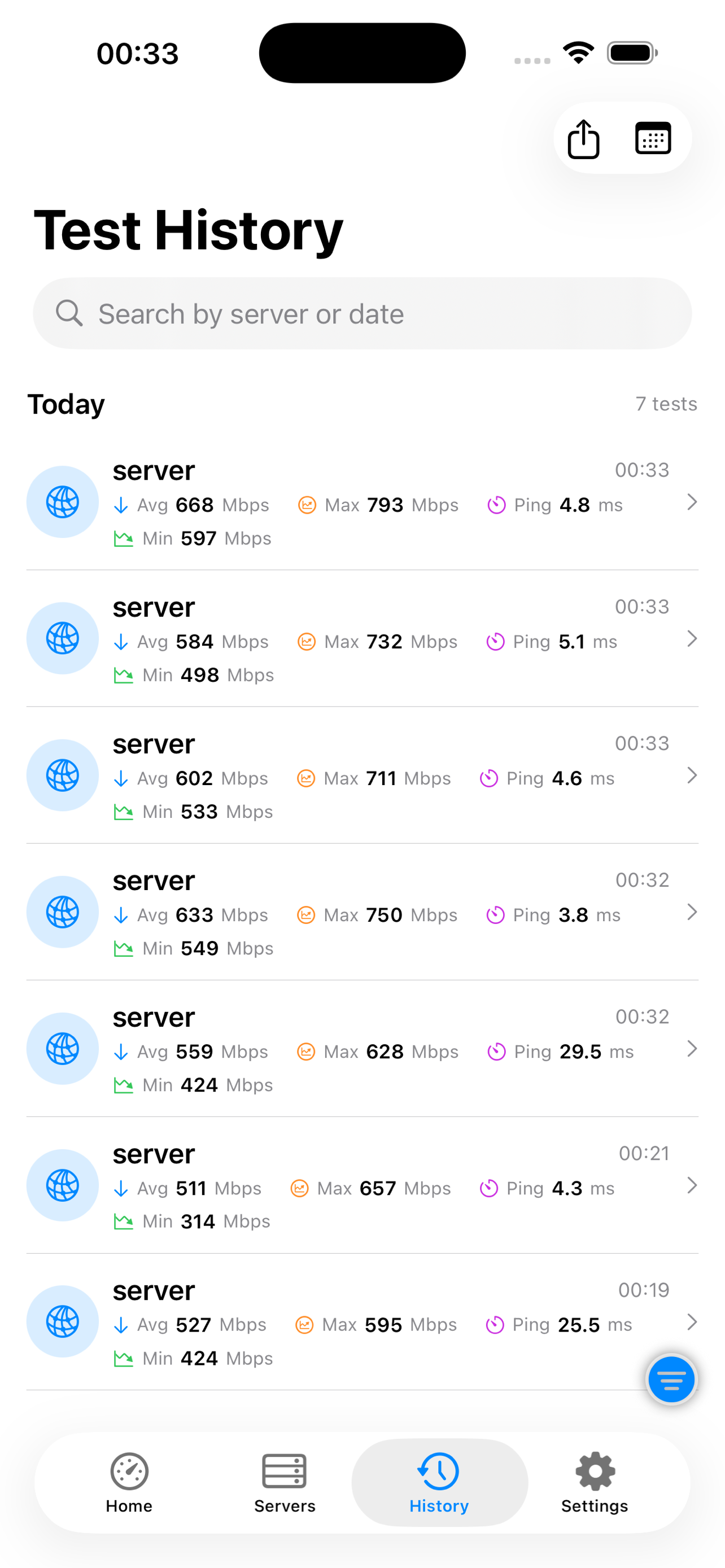 iPerf3 server mode on iOS with port and protocol selection
